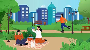 卡通mg公园城市绿色生活视频的预览图
