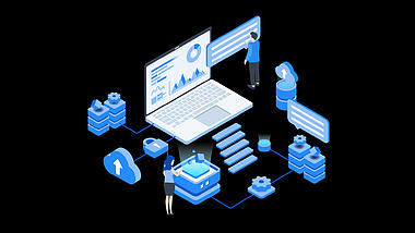 商务办公互联网信息数据智能云平台共享链接2.5d蓝色视频的预览图