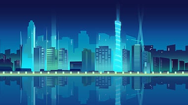 原创扁平化科技感城市插画科技场景mg动画视频的预览图