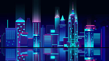 原创深蓝色科技城市立体场景mg动画视频的预览图
