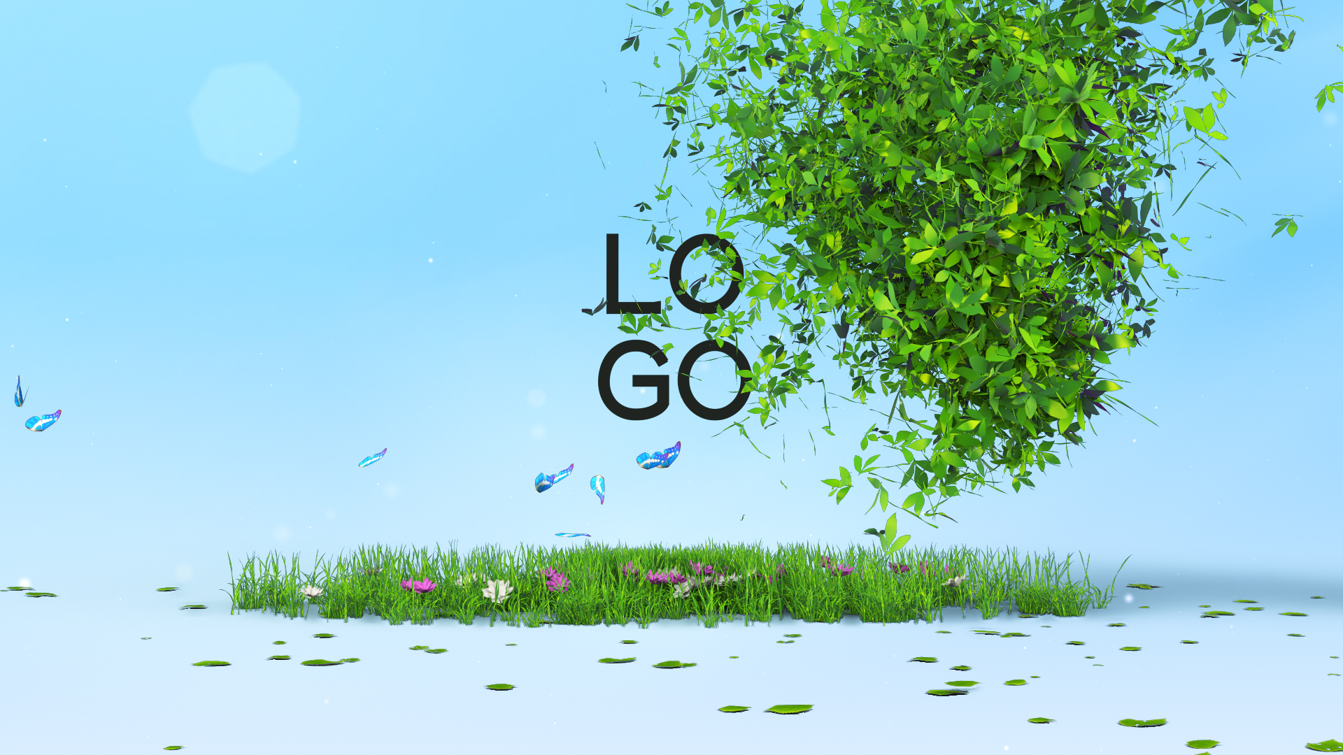清新自然花草蝴蝶环保LOGO展示演绎视频的预览图