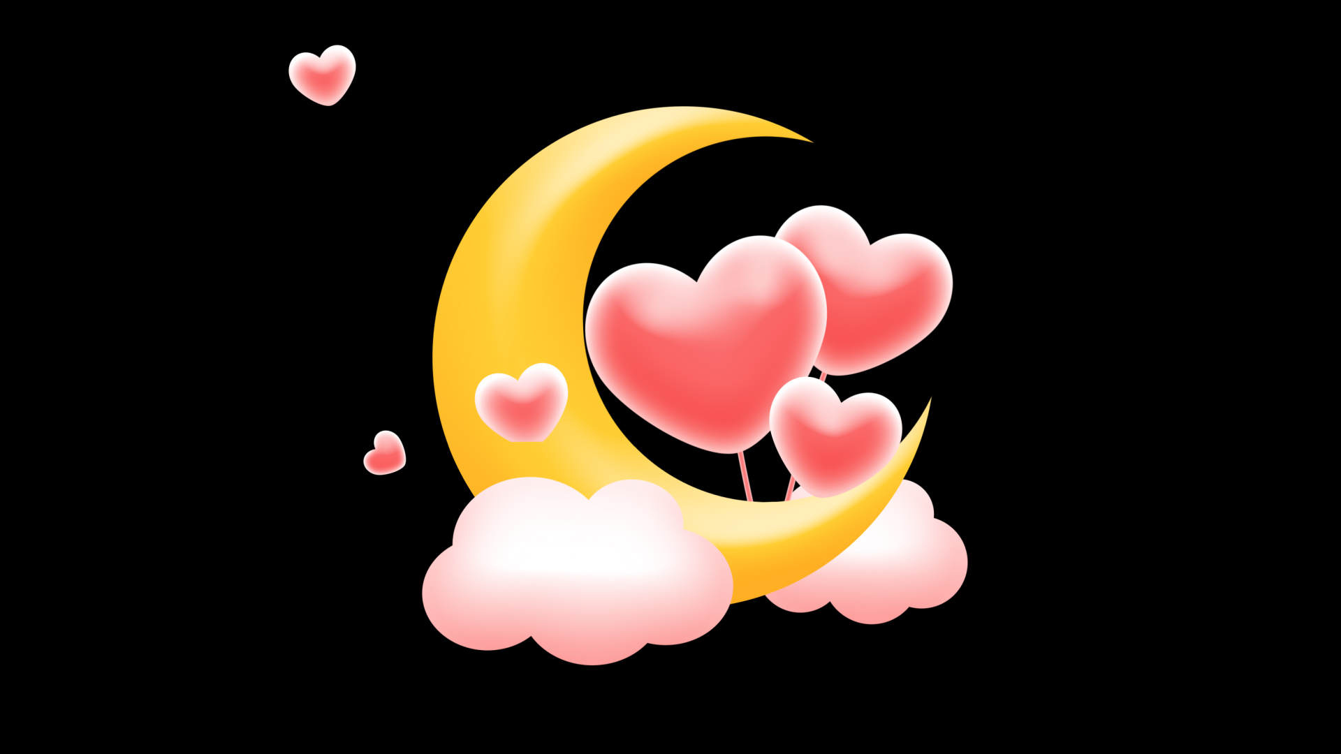 七夕情人节月亮上的心形气球视频的预览图
