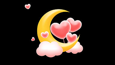 七夕情人节月亮上的心形气球视频的预览图