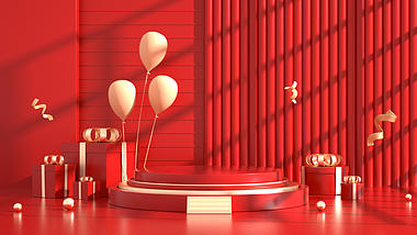 3d立体c4d电商红色促销展台视频背景视频的预览图