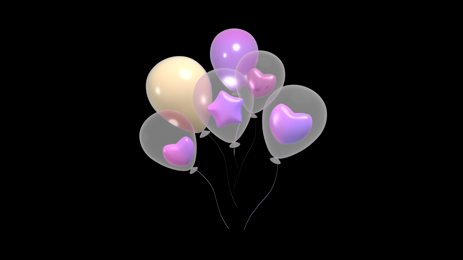 C4D立体3D紫色渐变气球视频的预览图