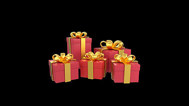 C4D立体3D红色金色礼物礼盒视频的预览图