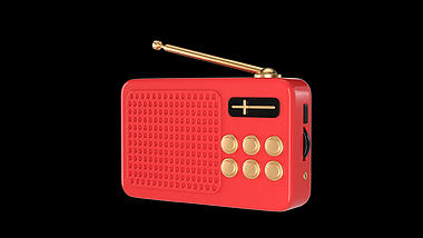 C4D立体3D红色收音机金色按钮天线收音机视频的预览图