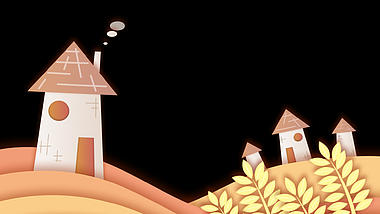 秋天剪纸小麦房屋底边剪纸视频的预览图