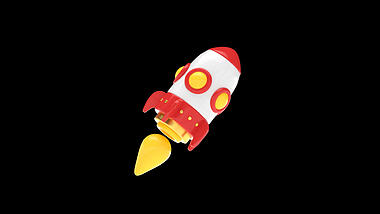 C4D立体3D红色火箭飞行视频的预览图