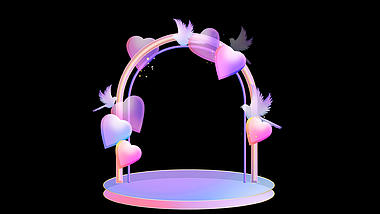 渐变七夕情人节喜鹊拱门浪漫紫色边框视频的预览图