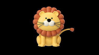 C4D立体3D动物可爱狮子视频的预览图