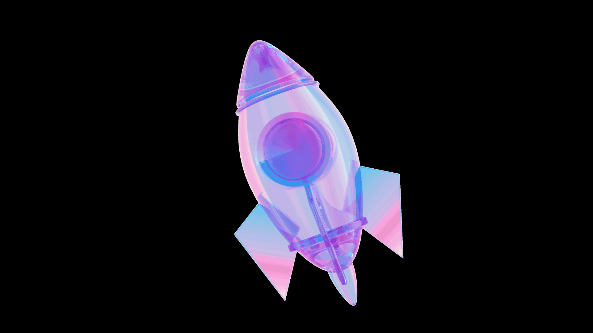 3D立体c4d酸性透明玻璃火箭紫蓝视频的预览图