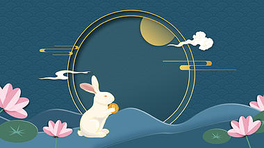 中秋节中秋八月十五玉兔兔子荷花中国风视频背景视频的预览图