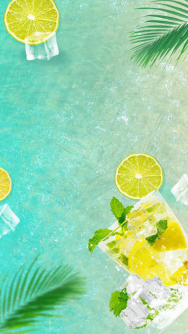 大暑夏日夏天柠檬海水绿色竖版视频背景视频的预览图
