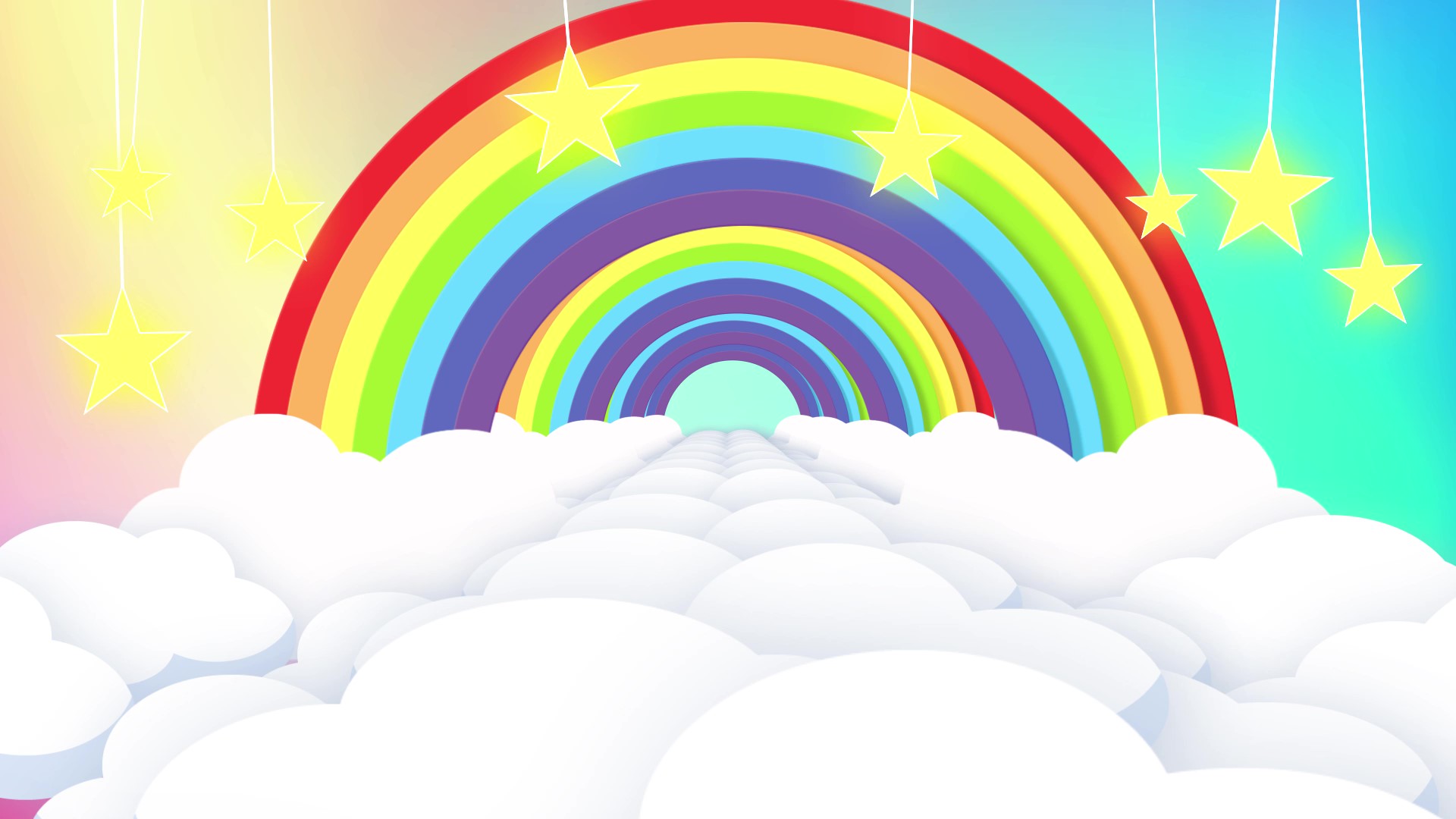 卡通儿童彩虹穿梭背景动态视频背景视频的预览图