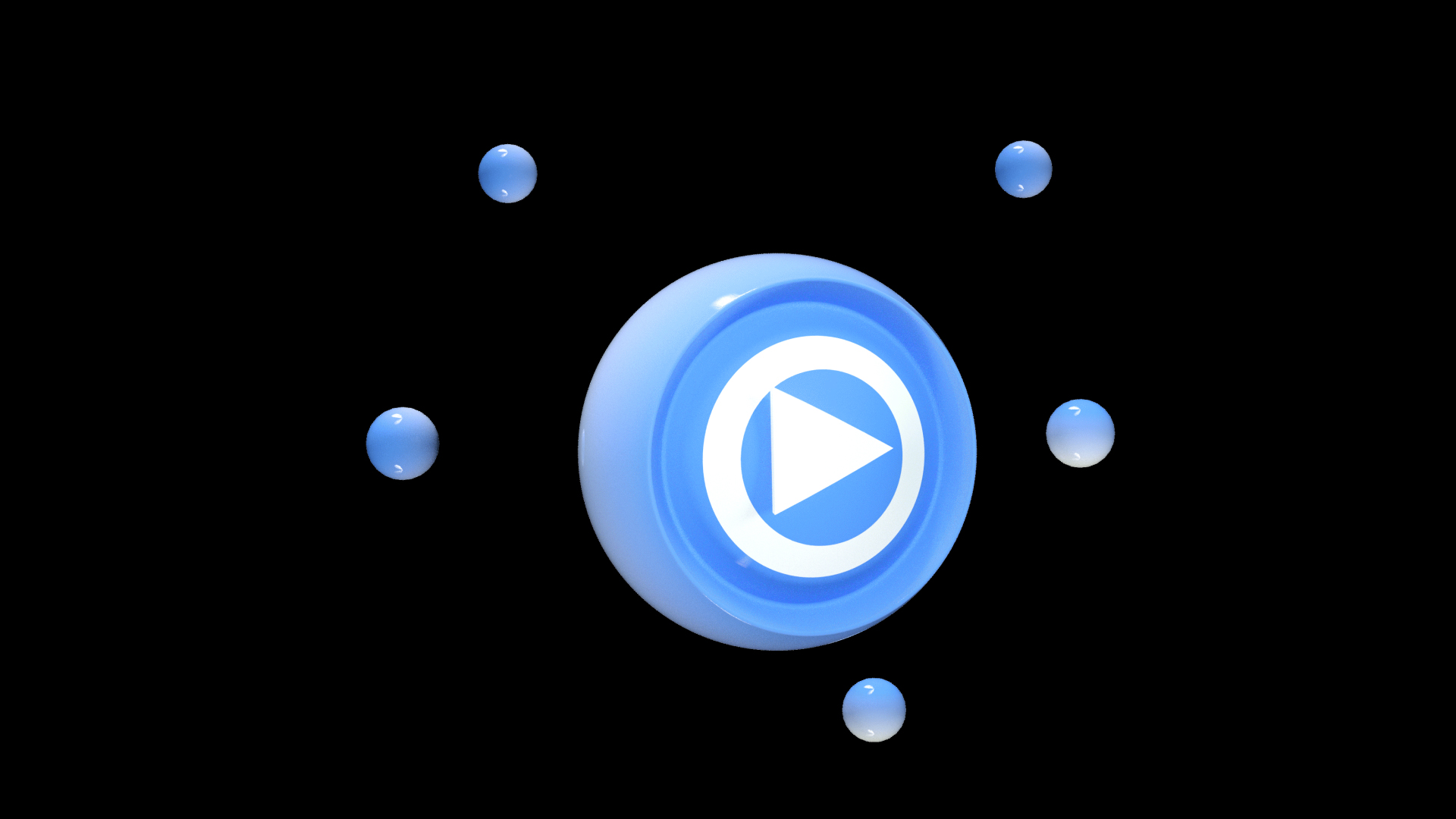 3D立体c4d蓝色渐变播放按钮视频的预览图