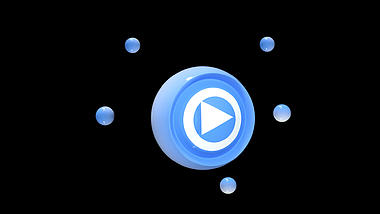 3D立体c4d蓝色渐变播放按钮视频的预览图