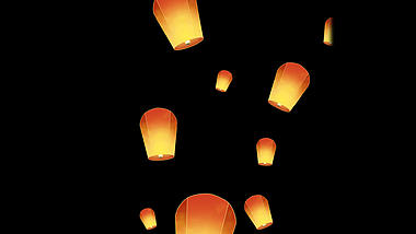 中秋节中秋八月十五孔明灯祈福天灯漂浮视频的预览图