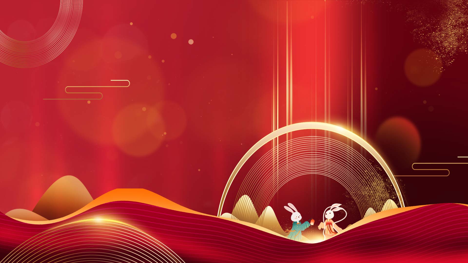 原创中秋节玉兔红色中国风动态视频背景视频的预览图