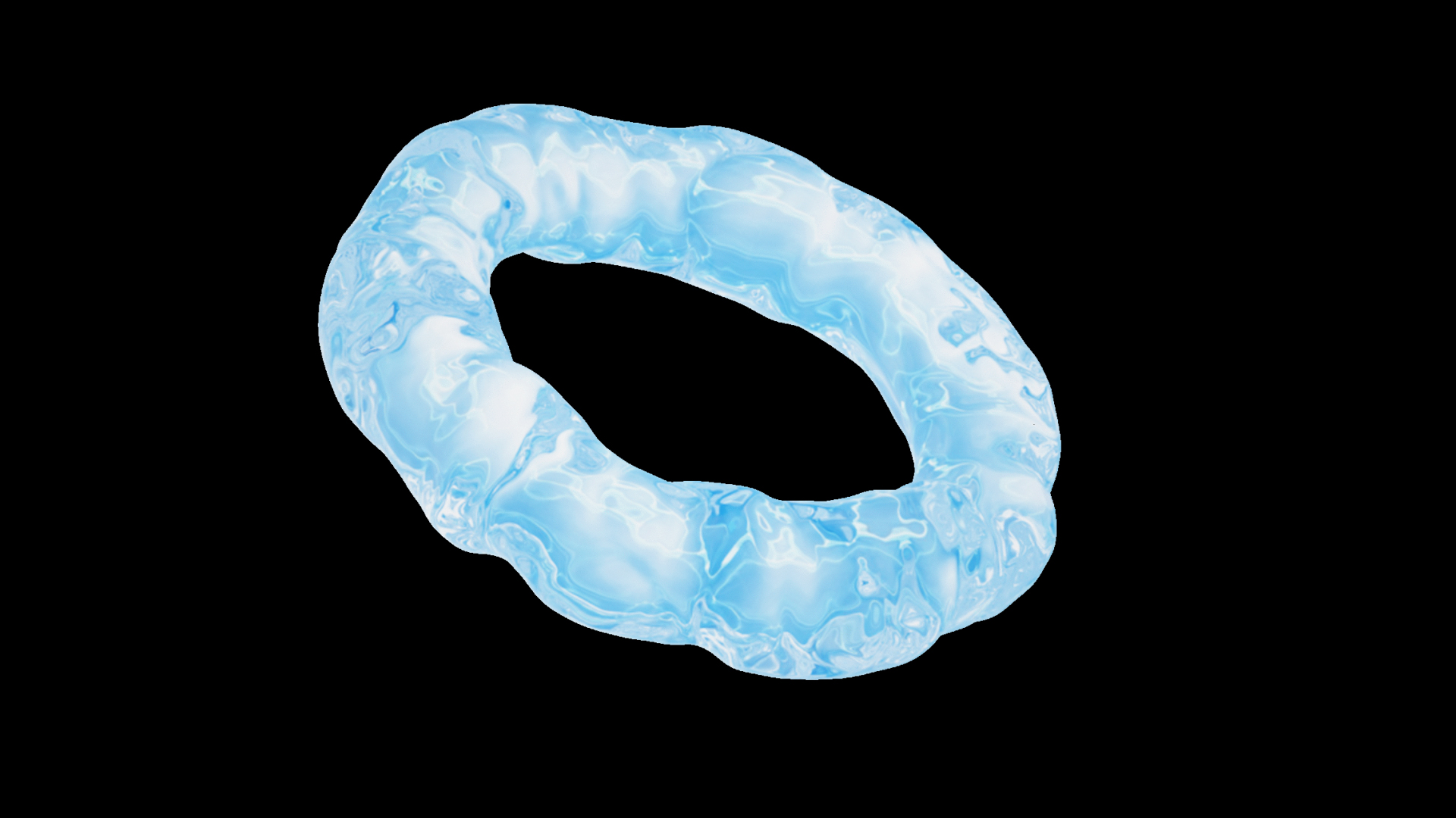 C4D立体3D蓝色水圆环转动水视频的预览图