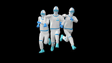 C4D立体3D人物医护人员防护服大白跑步防护服视频的预览图