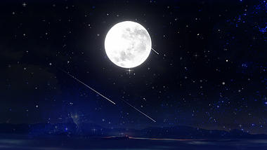 中秋节赏月流星划过夜空视频动态背景视频的预览图