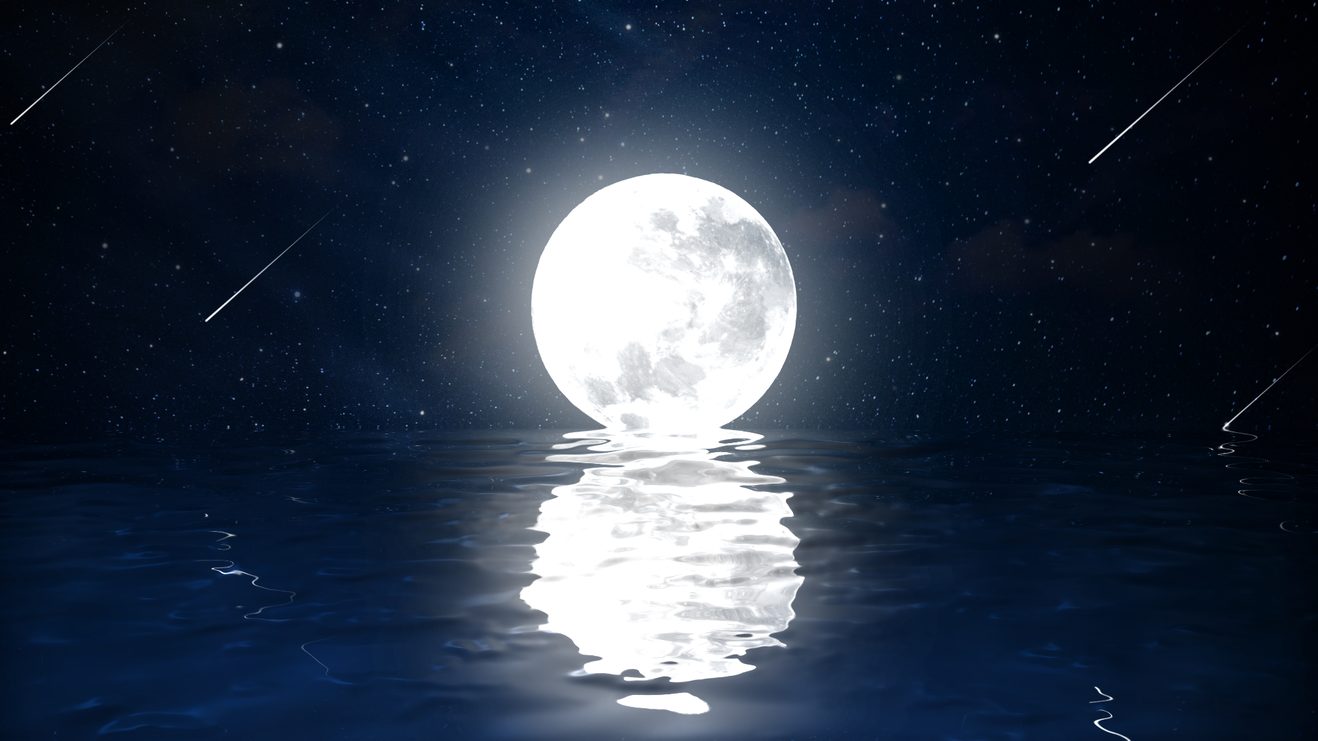 月光水面流星夜空星星闪烁浪漫视频动态背景视频的预览图