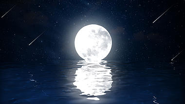 月光水面流星夜空星星闪烁浪漫视频动态背景视频的预览图