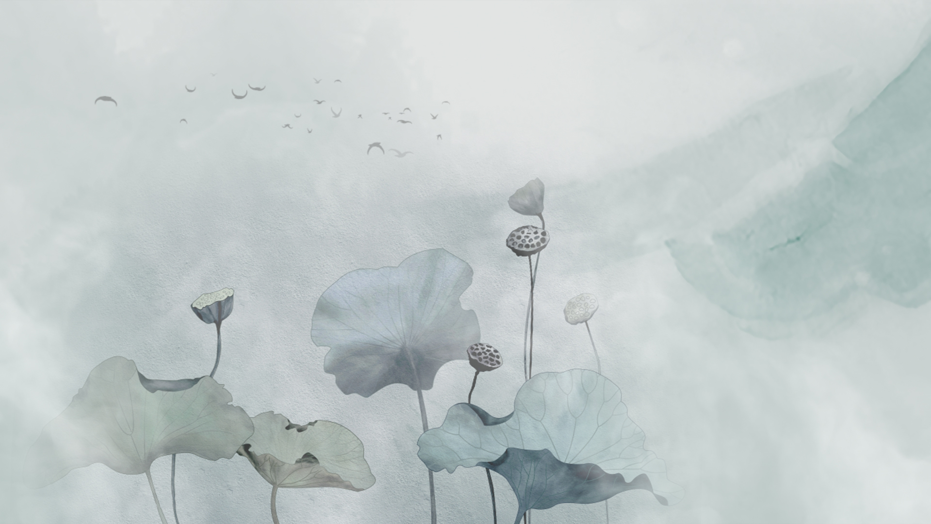原创灰色创意水墨荷花植物诗词朗诵视频背景视频的预览图