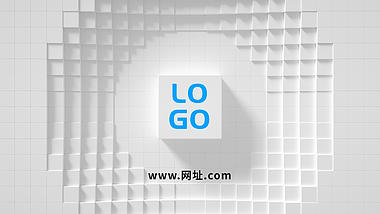 简洁方块涟漪企业LOGO展示演绎视频的预览图