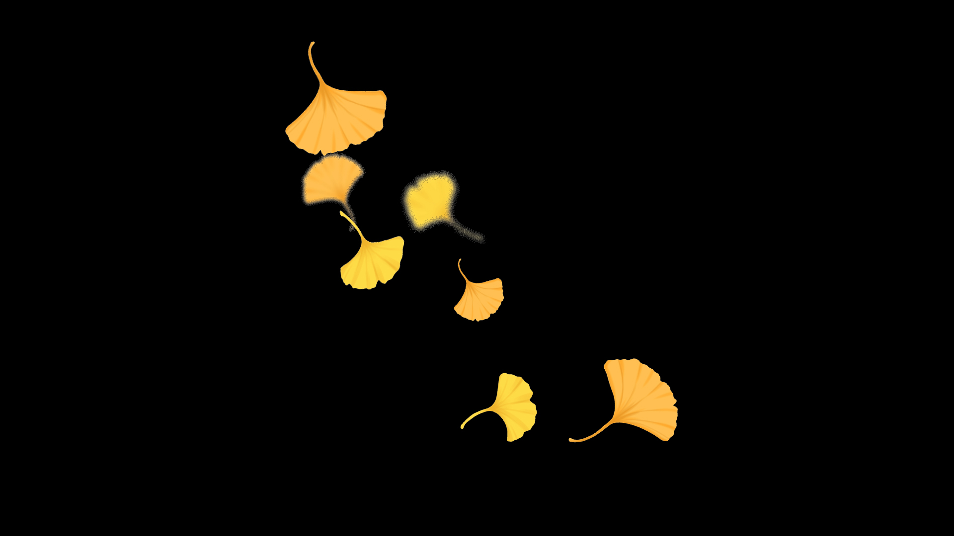秋天秋季银杏树叶飘落卡通黄色视频的预览图