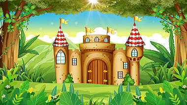 原创儿童卡通清新活泼森林城堡视频背景AE模板视频的预览图