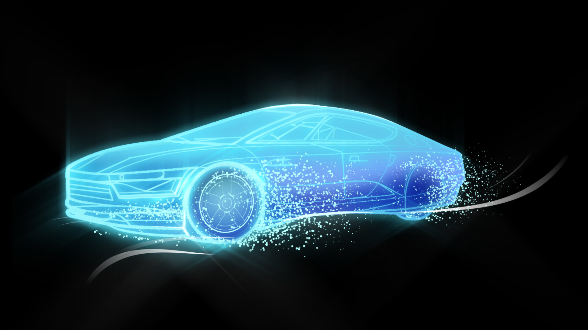 科技智能酷炫全息投影汽车行驶粒子飘散光线流动视频的预览图