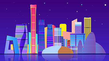 原创渐变城市北京mg城市建筑动画视频的预览图