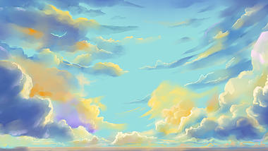 原创天空水彩云朵彩色视频背景视频的预览图