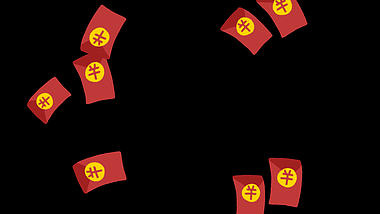 春节新年带钱币符号红包雨飘落漂浮视频的预览图