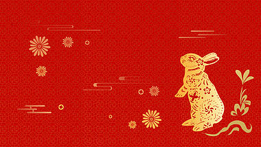 兔年兔子花红色AE背景新年过年动态背景视频的预览图