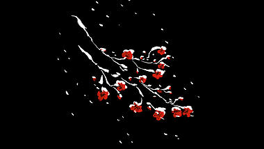 中国风水墨梅花雪中寒梅花朵挂件装饰冬天冬季视频的预览图