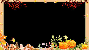 感恩节树叶惧色卡通视频动态边框视频的预览图