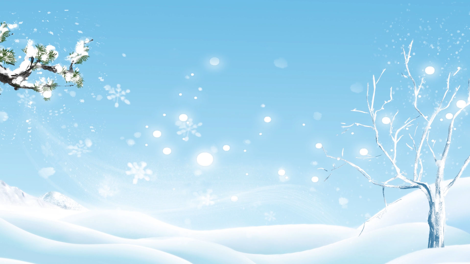 原创冬天雪地松柏蓝色清新冬天到了视频动态背景视频的预览图