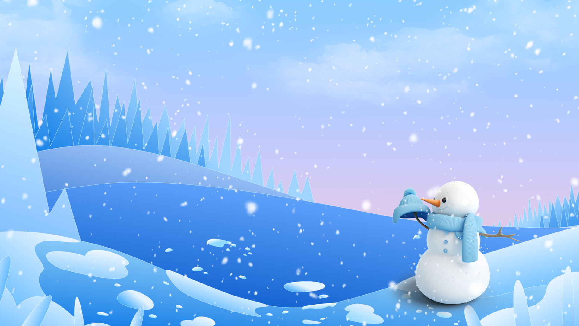 原创卡通可爱冬季冬日下雪小雪人视频动态背景AE模板视频的预览图