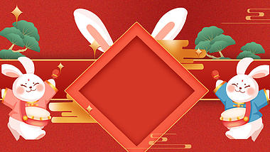 原创新年兔年中国风海报AE视频动态背景模板视频的预览图