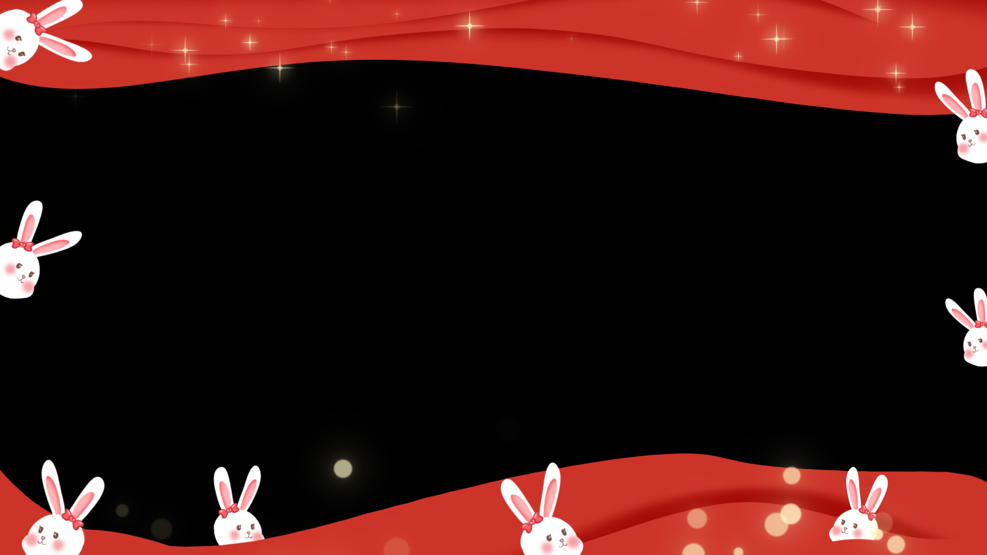 原创红色丝绸新年喜庆卡通兔子拜年视频边框视频的预览图
