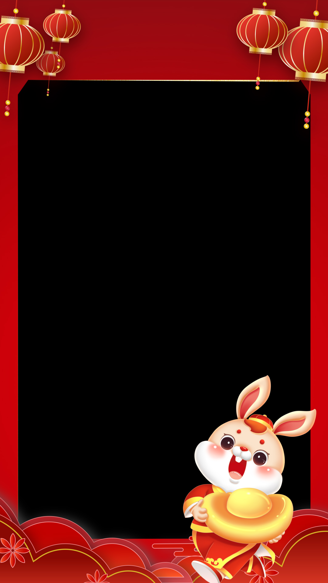 原创红色剪纸兔年放假通知背景视频视频的预览图