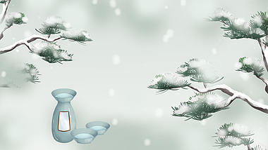 原创冬天松树白色简约冬季视频动态背景视频的预览图