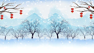 原创冬天大雪古建筑红色简约背景视频视频的预览图