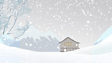 原创冬天冬季下雪树叶绿色卡通背景视频视频的预览图