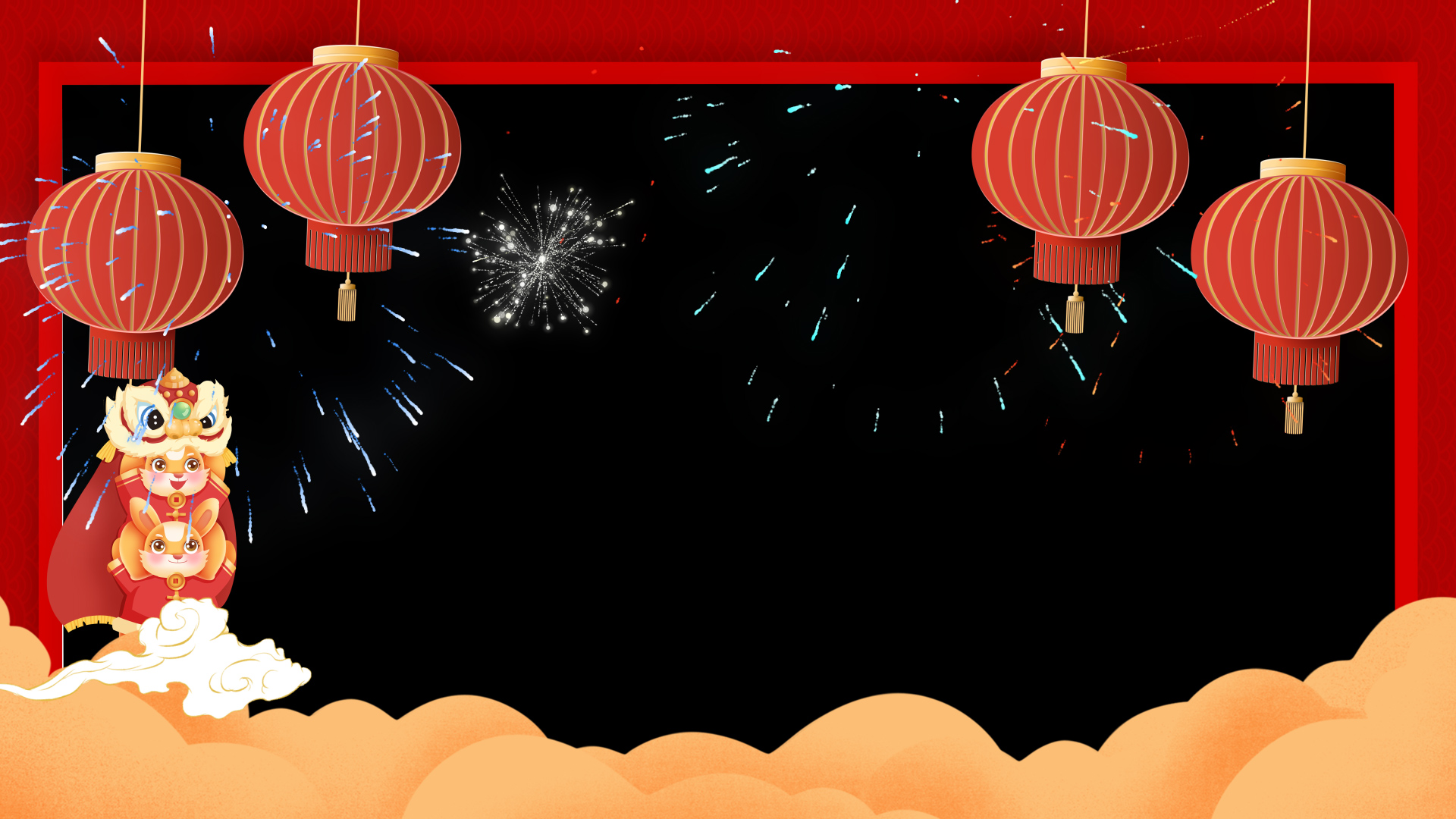 新年红色中国风背景边框视频视频的预览图