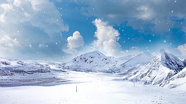 原创冬天冬季蓝色简约视频动态下雪背景视频的预览图