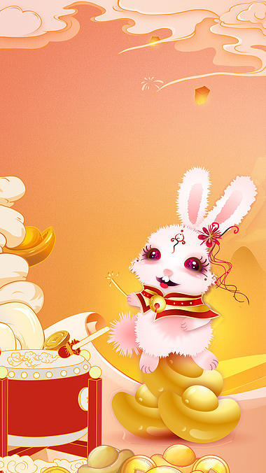 原创国潮新年兔年春节新年春节快乐AE动态海报视频的预览图